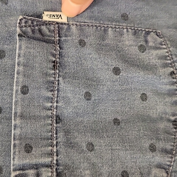 Vans Blue Denim Shirt with Polka Dots Small - Picture 2 of 5